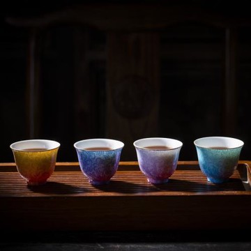 扎道青花粉彩扒花茶杯手工花鳥品茗單杯景德鎮陶瓷功夫主個人杯