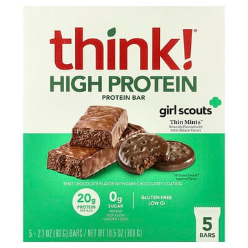 Think !, 高蛋白棒，Thin Mints™，5 根，每根 2.1 盎司（60 克）