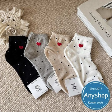 Anyshop韓國襪 點點愛心踝襪 愛心 踝襪 愛心襪 點點襪 韓襪 韓國襪子 女襪 女生襪06303