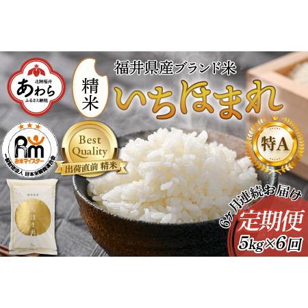 ふるさと納税 定期便6回 いちほまれ 精米 5kg×6回（計30kg）《お米マイスターが発送直前に精米！》 ／ 福井県産 ブランド米.. 福井県あわら市