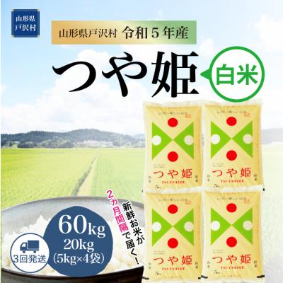 ふるさと納税 戸沢村  特別栽培米 つや姫 定期便 60kg(20kg×3回お届け)山形県 戸沢村