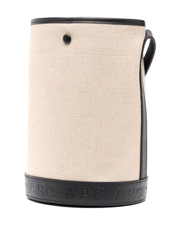 A. P.C. helene White Bucket Bag With Black Leather Trim And Embossed Logo In Canvas Woman