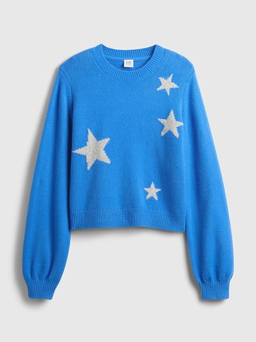 女童裝 圓領長袖針織衫 CashSoft系列-藍色