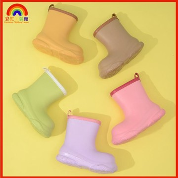 可愛雨鞋 雨鞋兒童 兒童防水鞋 幼兒雨鞋 小孩雨鞋 兒童雨靴新款多巴胺兒童雨鞋女童EVA輕便防滑短筒男童寶寶加絨B8