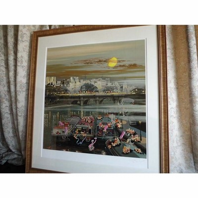 ヒロヤマガタ　ムーングロウ　シルクスクリーン Amazon.co.jp: ヒロ・ヤマガタ ムーングロウ・2 パリ 絵画 風景