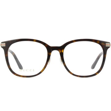 GUCCI | 簡約綠紅綠條紋多邊框眼鏡 |琥珀石