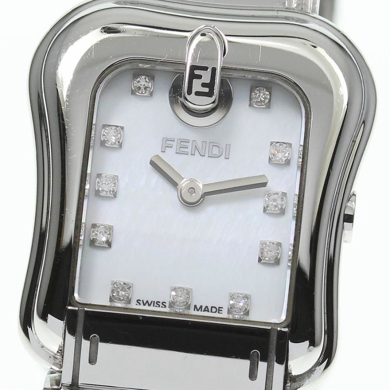 FENDI クォーツ 腕時計 シェル文字盤 11Pダイヤ 箱付き レディース