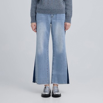 ILEY伊蕾 水洗抽鬚寬直筒牛仔褲(淺藍；M-XL)