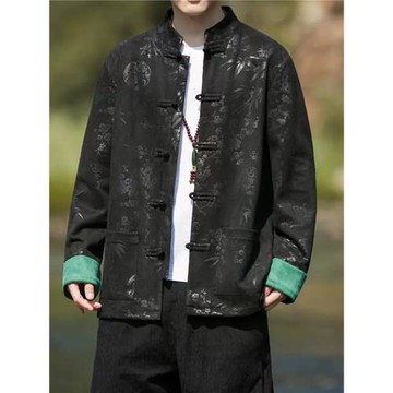 新中式男裝春秋款漢服外套青年中山裝國潮唐裝中國風立領夾克外套