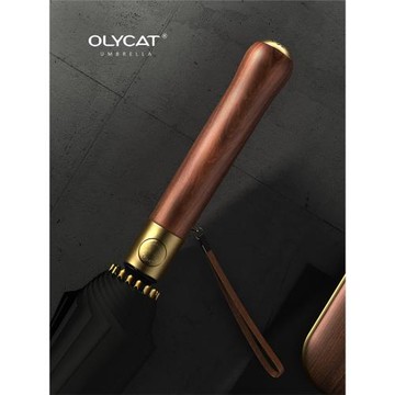 英倫輕奢復古木柄16骨加粗傘骨結實暴雨專用防風男士長柄雙人雨傘