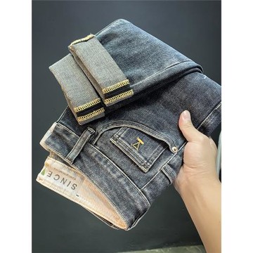 牛仔褲男款2025年冬季新款潮牌彈力高端長褲子直筒男士修身小腳褲