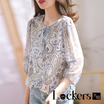 【Lockers 木櫃】復古氣質別緻繫帶絲質襯衫L113062601