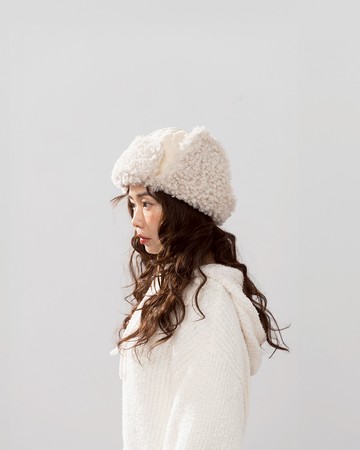 格紋衍縫Q毛釦帶飛行帽 兩色售