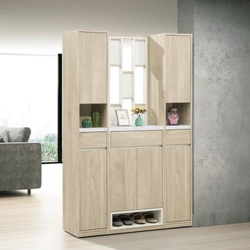 Boden-羅菲4.1尺仿石面造型屏風玄關高鞋櫃組合