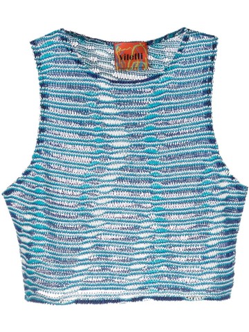 VITELLI - semi-sheer cropped top - women - Polyamide/Cotton/Nylon - 1 - Blue