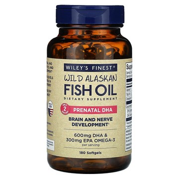Wiley's Finest, 野生阿拉斯加魚油，產前 DHA，600 毫克，180 粒魚軟凝膠