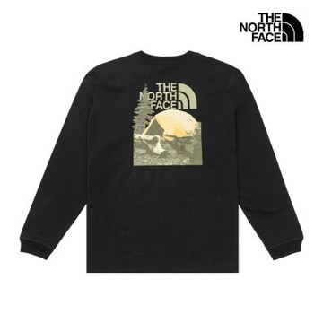 【The North Face 官方旗艦】北面男款黑色純棉寬鬆長袖上衣｜8JKSJK3
