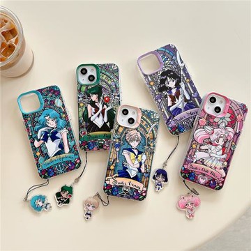 美少女戰士iphone16promax土萌螢小小兔漸變鐳射15plus手機殼適用蘋果14pro天王遙冥王星12海王滿保護套13min