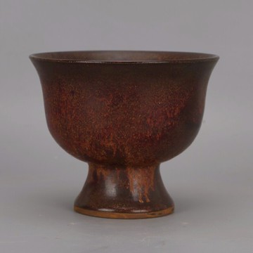 宋 鈞窯玫瑰紅釉高足碗 仿古出土瓷器老貨古玩舊貨家居裝飾收藏