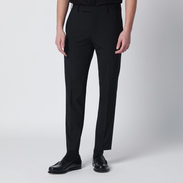 Black wool-blend trousers