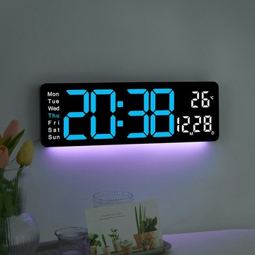 新品創意掛鐘 簡約 大屏顯示客廳時鐘 特色氛圍燈多功能鐘 表5505[PP0507051]