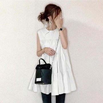 日系娃娃衫分層棉質連衣裙背心
