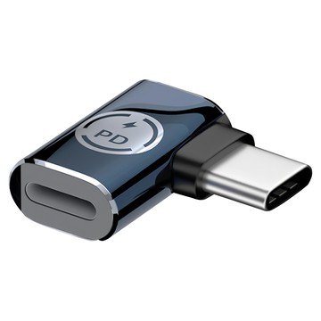 UniSync Apple專用Type-C轉Lightning PD35W 快充傳輸轉接頭 側彎款  黑色  2個  19mm