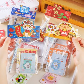 隔日到貨🔥筆記本套裝三件套 卡通文具組合 勵志禮品套裝 可愛 高顏值 迷你記事本 書籤 幼兒園 小學生 禮物 三件套