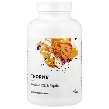 Thorne, 甜菜堿鹽酸鹽和胃蛋白酶，225 粒膠囊
