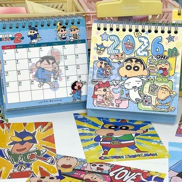 2026桌曆  蠟筆小新日曆2026年新款卡通塗鴉檯曆玉桂狗可愛高顏值學生送禮女
