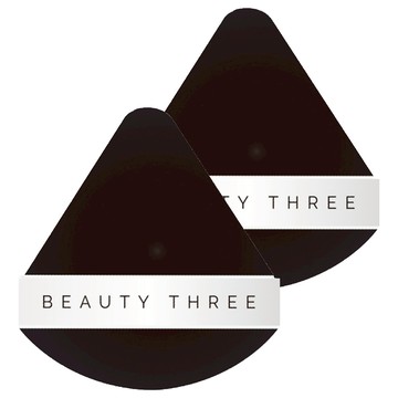 BEAUTY THREE 永和三美人 台灣公司貨 逆光控油蜜粉撲 扇形  黑色  2個