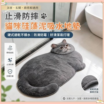 🦶止滑防摔 貓咪硅藻泥吸水地墊 硬式速乾不積水 浴室防滑墊防黴易擦 玄關入戶門口腳墊 隔水防黴好整理