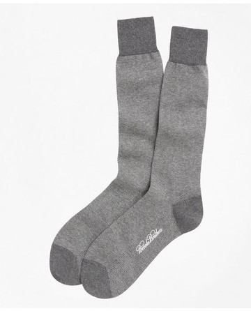 Brooks Brothers Men's Cotton Bird's Eye Crew Socks | Grey