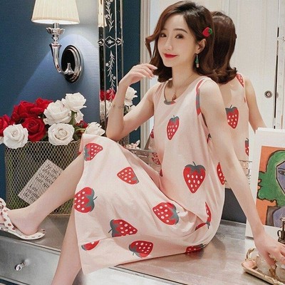 ヴィジョン ストリートウェア パジャマ レディース 春夏パジャマ ワンピース ロングネグリジェ イチゴ柄ノースリープ袖 パジャマ可愛い ルームウェア 寝巻き 部屋着 ネグリジェ 通販 Lineポイント最大get Lineショッピング