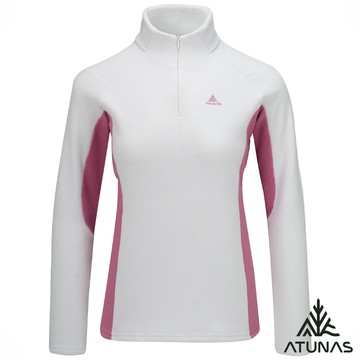 【ATUNAS 歐都納】女循環SOLAR-FLEECE保暖拉鍊A1PS2557WC岩灰/胭脂粉