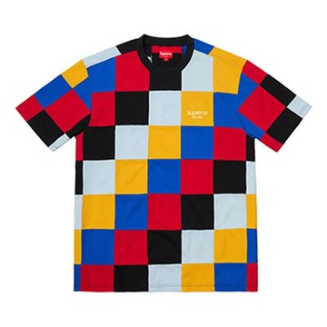 Supreme FW18 Patchwork Pique RedYellowBlue Tee 'Red Yellow Blue'
