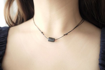 天然黑碧璽項鍊 水晶項鍊 情侶項鍊 朋友項鍊 棉繩 頸繩