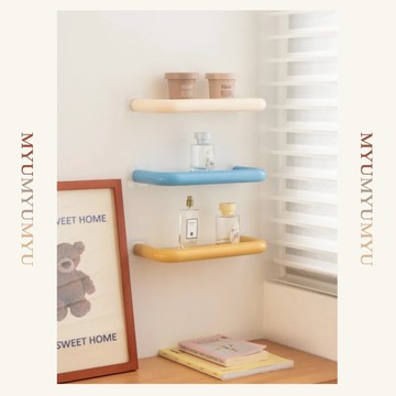 隔日到貨｜浴室免打孔收納架 衛生間層架 廁所置物架 附無痕貼片 免釘安裝 室內牆面收納層架｜MYUMYU 沐慕家居 台灣
