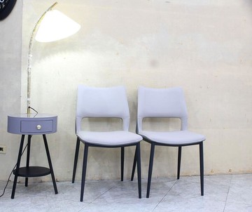 【歐風別館】里歐雙色皮面黑鐵腳餐椅【桃園免運費】