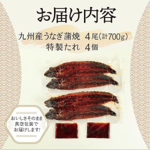 国産うなぎ蒲焼 4尾 約700g