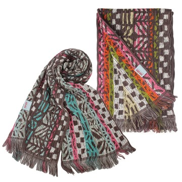 KENZO日本製異國風情多彩純棉針織圍巾(任選)084035｜GoBrand購名牌