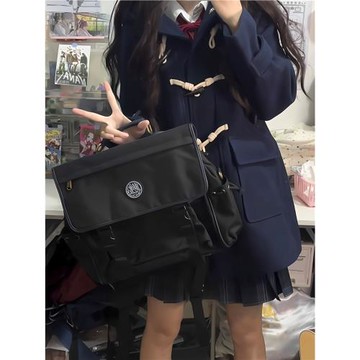 小個子JK校供感牛角扣大衣女日系學院風冬季加厚中長款毛呢外套