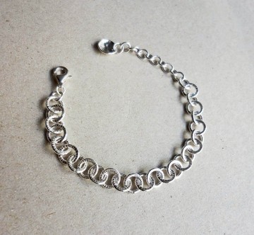 刻痕 手工鍛敲銀手鍊