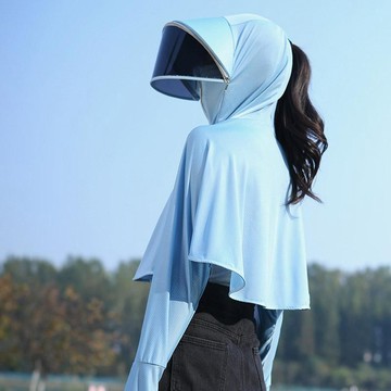 胖胖美依 薄外套 空調衫 防曬衣 防曬外套 M-XL新款戶外遮陽透氣披肩衫戶外遮陽冰絲防曬服騎車薄外套-3896.