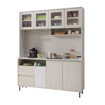 文創集 奧蘭卡雙色5.3尺岩板高餐櫃組合-160x40x201cm免組