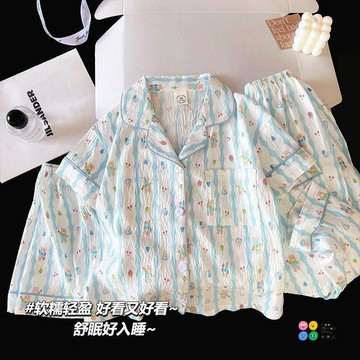 【台灣出貨】 三件套女童睡衣兒童夏季款純棉短袖薄款新款小女孩哪吒家居服夏季居家服家居服套裝居家服兒童短袖睡衣