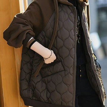 棉外套 棉衣 棉襖 保暖外套 冬天外套 連帽外套 拼接棉服 大尺碼 厚外套
