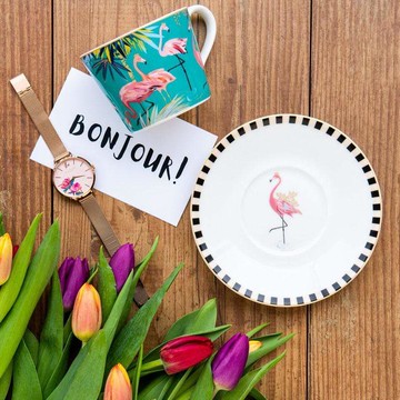 Sara Miller設計師聯名款-大溪地系列200ml杯盤禮組(共四色可供選擇) 狐猴