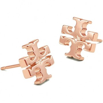 TORY BURCH - 雙T-LOGO十字耳環 (玫瑰)