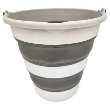 摺疊伸縮型水桶 32.5x32.5x7 CM  灰色 + 白色  1個